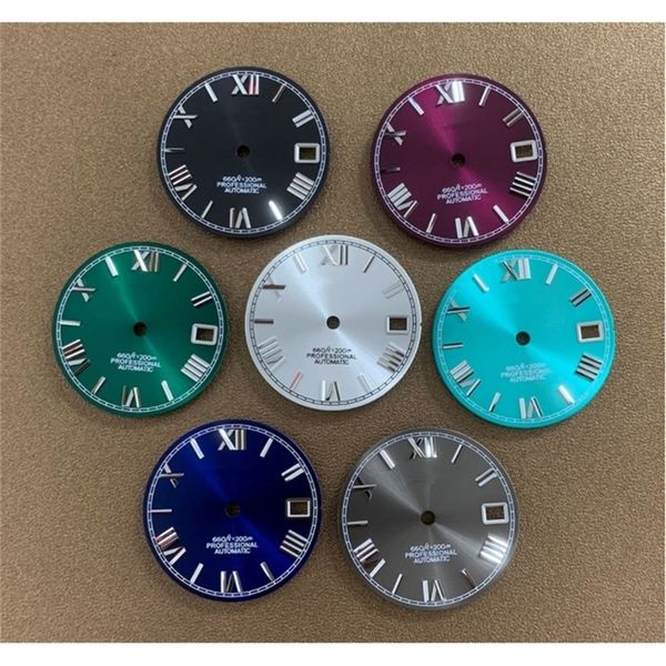 

28 5mm black and silver watch dial with marking for nh35 movement s 220624