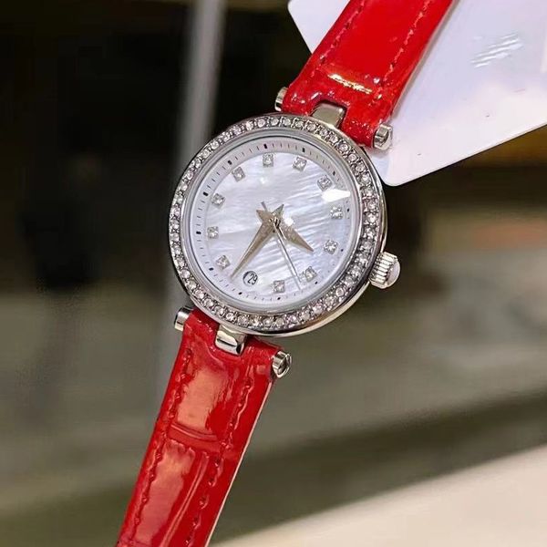 Relógios femininos de luxo importados movimento de quartzo vidro mineral espelho relógios elegantes com pulseira de couro requintado