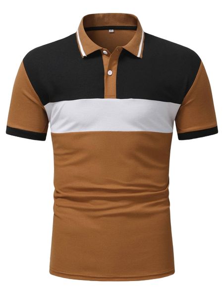 

men cut and sew panel polo shirt w0x6#, White;black