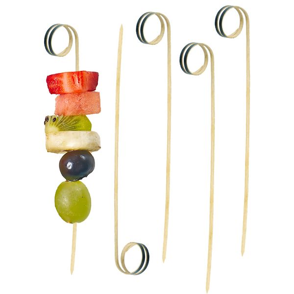 

bookmark bamboo cocktail picks 6 inch food appetizer tooticks wooden sticks for appetizers and drinks black loop shape amqvi