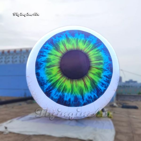 Enorme balão ocular inflável de 5m de ar grande e zumbi bola de olhos com luz LED para estágio de carnaval e decoração de Halloween