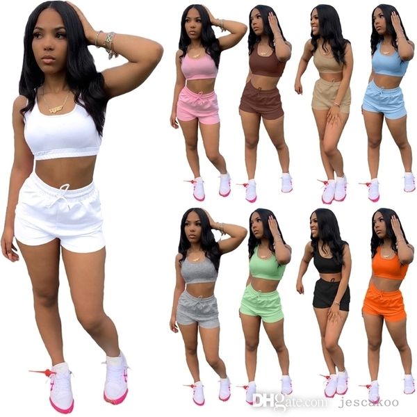 

2022 summer tracksuits for womens designer clothing 2 piece set crop tank jogger biker shorts outfits casual jogging suits, Gray