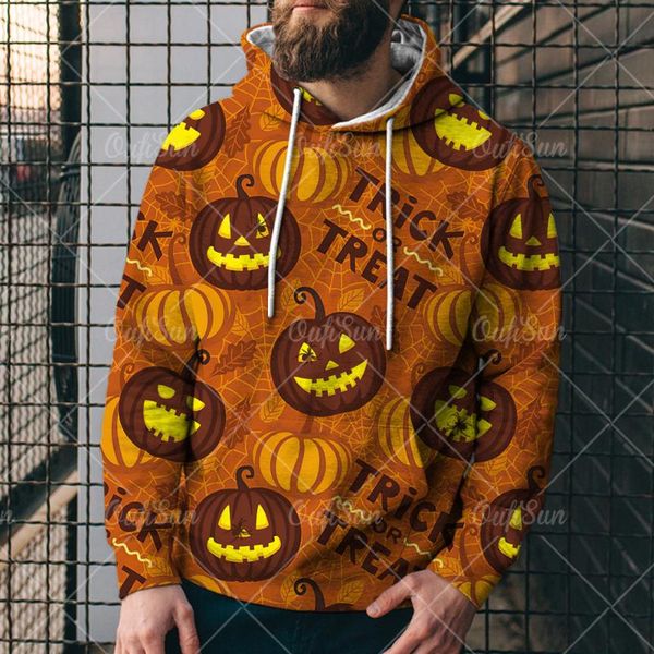 Felpe con cappuccio da uomo Felpe con cappuccio da uomo Anime Halloween Carnival Night Modello 3D Felpa con stampa testa di zucca Cool Fashion Sportswear Hoodi