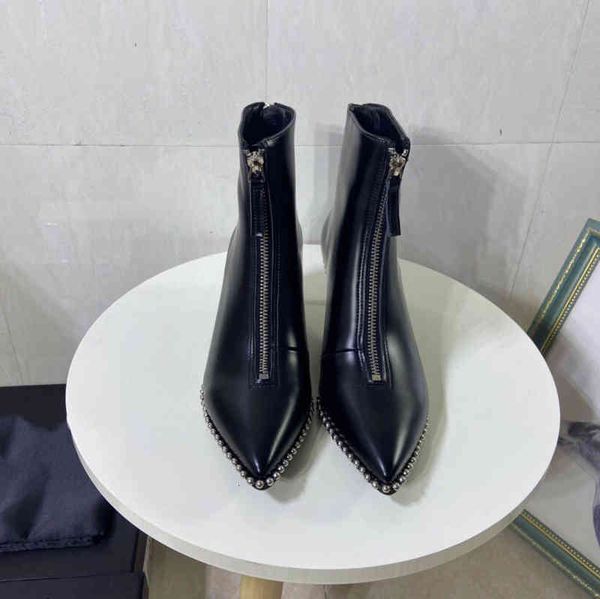 

boots women's leather boots vintage winter shoes short boots with decorative rope and pearl series special offers, Black