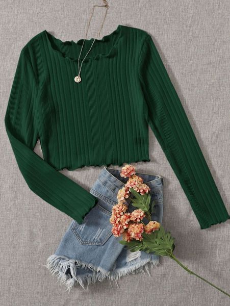 

lettuce trim rib-knit tee t9hq#, White