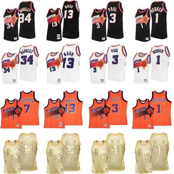 

stitched basketball jerseys 1 booker 22 ayton 3 paul 13 nash 34 barkley 31 marion 32 kidd mitchell & ness 1992-2021 hardwoods classics retro, Black