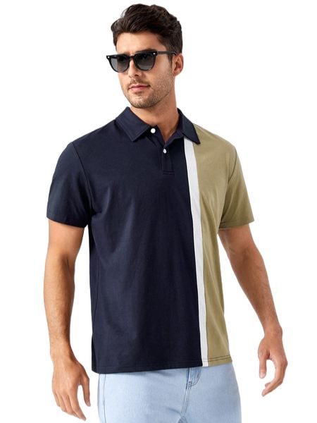 

men colorblock polo shirt p9dr#, White;black