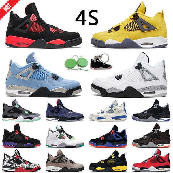 

jumpman 4 retro white cement basketball shoe 4s university blue taupe haze sail mens trainer outdoor sports sneakers, Black