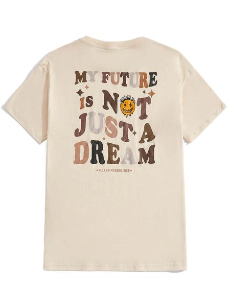 

men slogan & cartoon face print tee r67x#, White;black