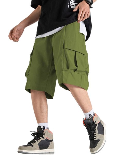 

men drawstring waist cargo shorts u1hv#, White;black