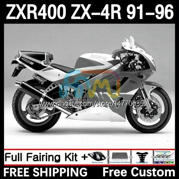 Karosserie für KAWASAKI NINJA ZXR 400 CC ZX4R ZXR400 ZX-4R 91 92 93 94 95 96 12DH.171 Karosserie ZX 4R ZXR-400 1991 1992 1993 1994 1995 1996 400CC 91-96 OEM-Verkleidungsset schwarz weiß