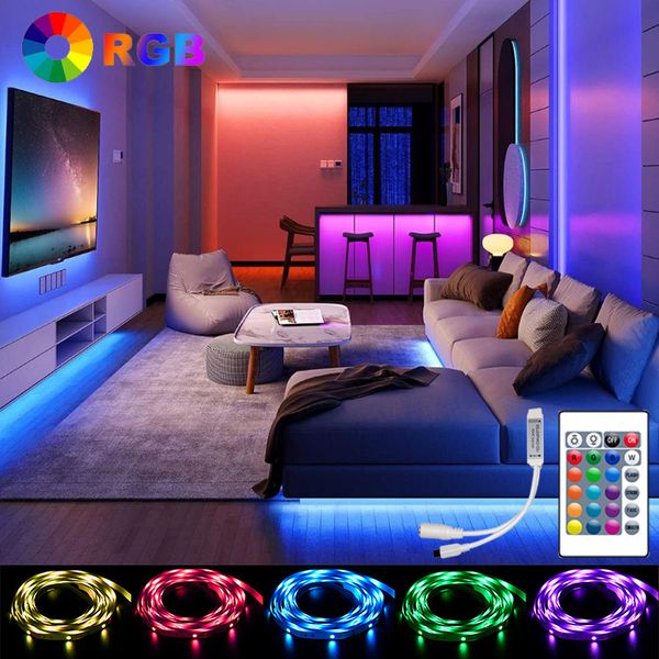 

25m led strip light rgb 24key mini control 30m backlight deskwall room led plug us/eu/au/uk