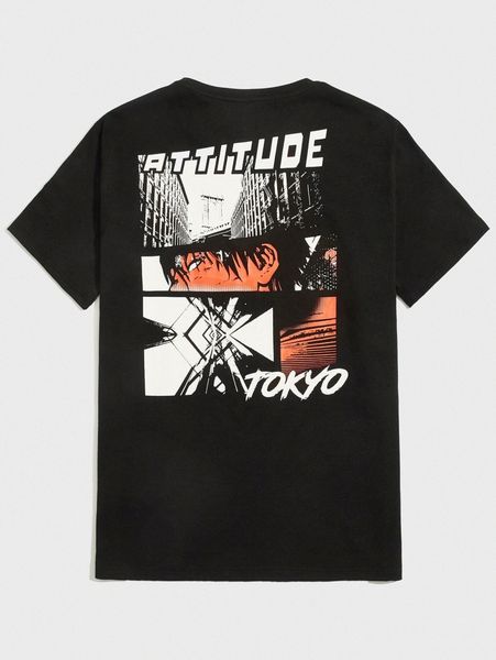 

men letter & figure graphic tee m14q#, White;black