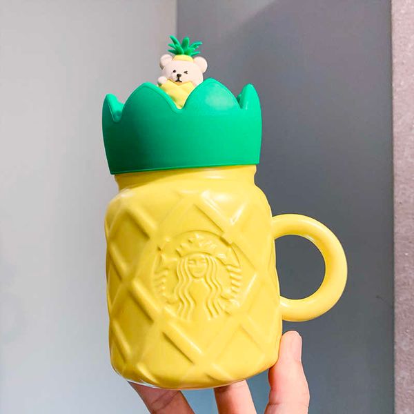 

starbucks cup summer pineapple bear ceramic mason mug office cartoon milk coffee drinking cup