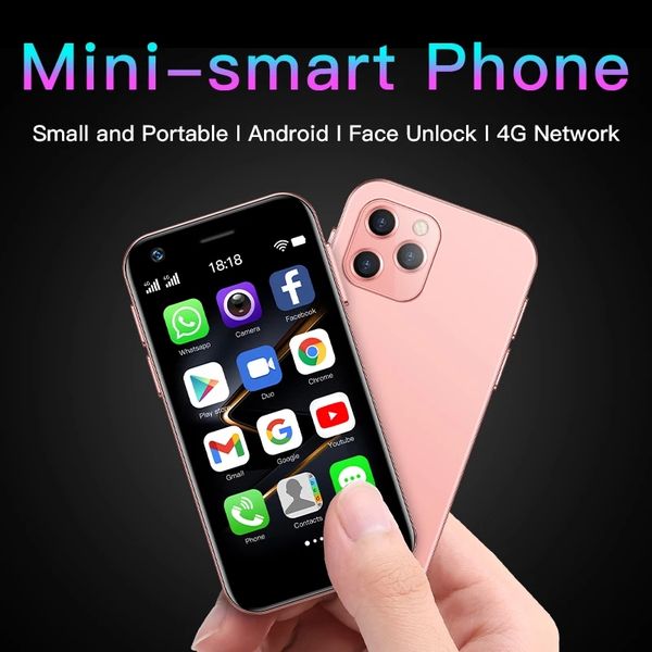 SOYES XS12 Akşam Yemeği Mini 4G LTE Cep Telefonları Android 9.0 Smartphone 3 GB 32 GB / 64 GB Çift Sim Ultra İnce Kart Mobil Wifi Bluetooth FM Hotspot Öğrenci Cep Cep Telefonu