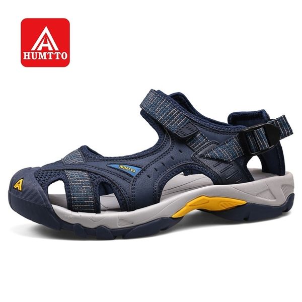 

humtto outdoor women's sandals men beach shoes anti-collision summer aqua shoes rubber air mesh wading quick drying sneakers 220415, Black