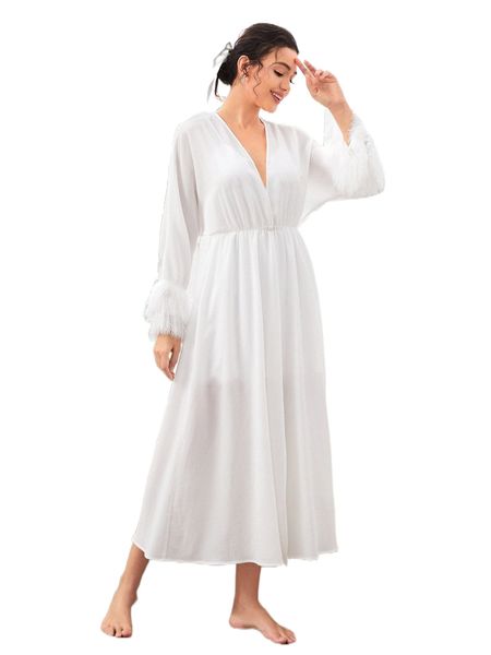 

fringe trim dolman sleeve robe 28af#, Black;red