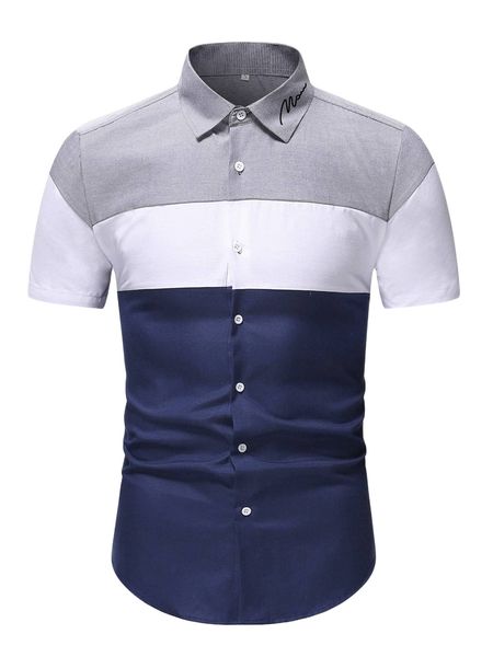 

men color block letter graphic shirt 407w#, White;black