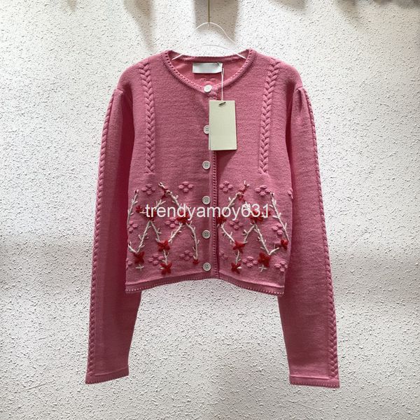 

women's knits & tees shenzhen nanyou ~ spring pure manual embroidery knitting single breasted cardigan commuting literature and art, White