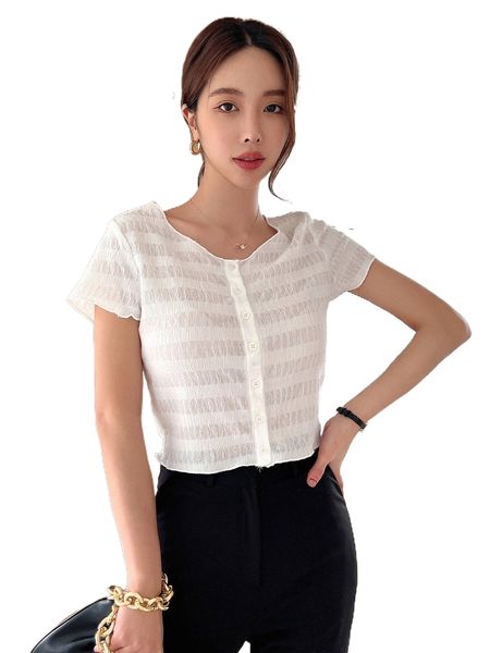 

dazy button through textured blouse h1rx#, White