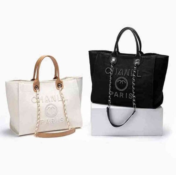 

classic brand luxury ch beach bags canvas pearl evening bag designer portable shopping large capacity handbag women handbags label backpack