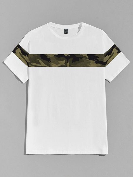 

men camo print tee j5oe#, White;black