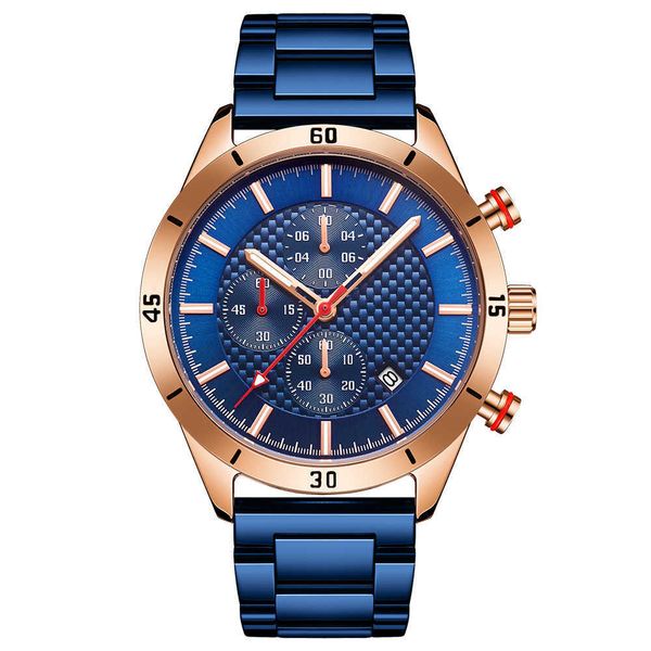 

watch u1 - new style quartz movement 41mm full fuction blue dia..., Slivery;brown