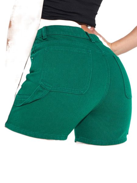 

zipper fly solid denim shorts x76h#, White;black