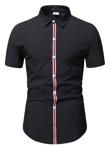 

men contrast striped tape shirt t8dt#, White;black