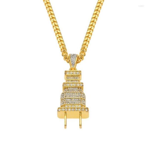 Correntes Hip Hop Iced Out Gold Plug Men Women Pingente Jewelry Gift para ele com cadeias cubanas