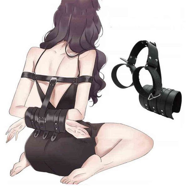 Nxy Sex Toy Toy Toy Toys Взрослые Работы Эротические Кожаные Обязательные наручники BDSM Обеспечение Armbinder Оружие за спиной Тренажные игрушки для пары 0330