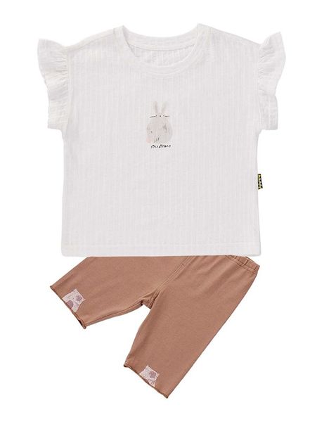 

yingzifang toddler girls letter & cartoon graphic & shorts set she, White