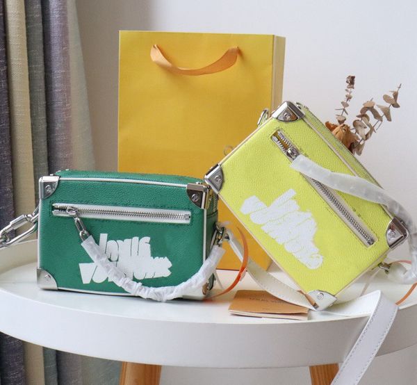 Moda Mini Soft Trunk Square Bag Borse New Style box Borse a tracolla Donna Catena Cross Body Totes Borse borsa firmata 80816 crossbody giallo verde