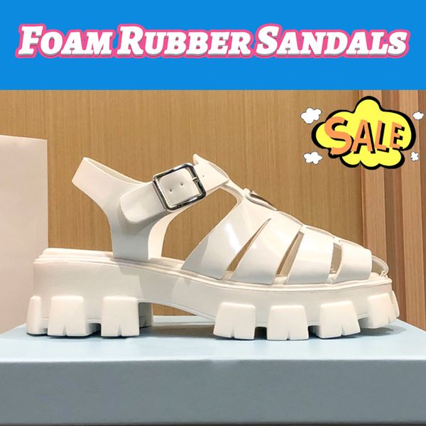 2022 chinelos de grife sandálias de borracha de espuma sapatos de praia femininos com caixa de aumento de 5 cm sandália de luxo preto branco engrenagem de fundo grosso oco slides ao ar livre tamanho 35-40