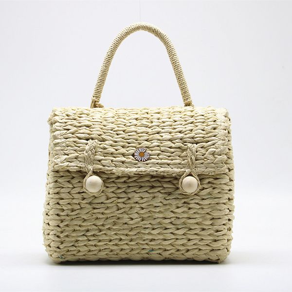 

2022 new straw knitting beach bag handbag monogram fashion bag 2 colours
