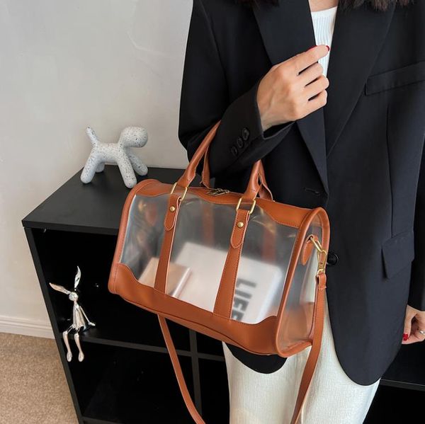 

large capcity casual tote handbag pvc shoulder bag for women bag pu messenger bags