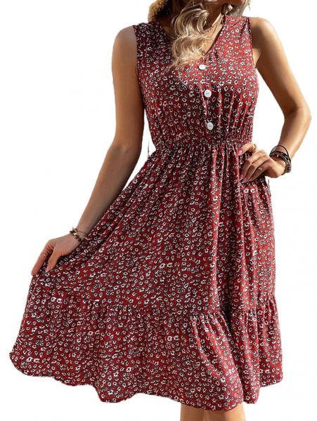 

ditsy floral ruffle hem dress q8np#, Black;gray