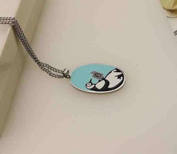 

2023 designer new jewelry titanium steel non fading fresh little penguin enamel necklace, Black