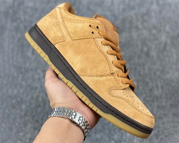 

shoes mens dunks low pro wheat mocha basketball shoe sports sneakers real leather color classic wheat-mocha size 36-47