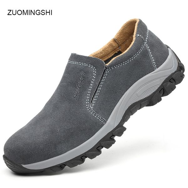 

non metallic safety shoes men leather boots puncture and smash proof work boots lightweight non-slip shoes rubber sole, Black;red