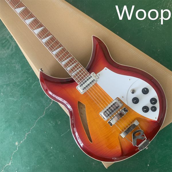

in stock custom ric fire glo cherry sunburst 360 12 strings electric guitar semi hollow body triangle mother of pearloid fingerboard inlay i