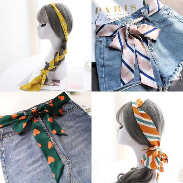 Designer Infinity Vintage Schal 200 cm langer Kopf Seidenschals für Mädchen Sommer Gürtel Jersey japanische Frauen Halstuch