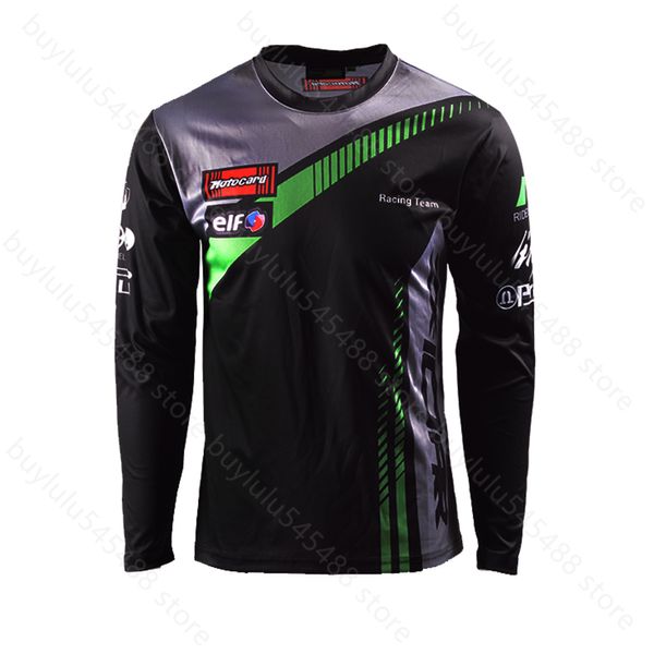 Camisa masculina de verão para motocicleta de secagem rápida para equipe Kawasaki Motocross ATV Motobike Camiseta respirável de manga comprida