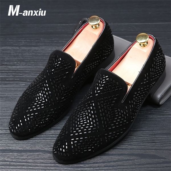 

m-anxiu men fashion loafer shoes party dress casual pointed toe flat breathable party dress shoes y200420, Black