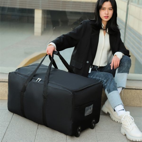 

universal wheel travel bag large capacity duffle durable oxford simple multifunction handbag luggage suitcase xa573f 220509