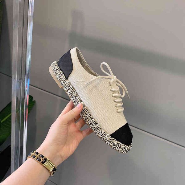 

dress shoes summer women's shoes fashion woven color matching lace up single comfortable leisure flat bottomed low heel fisherman, Black
