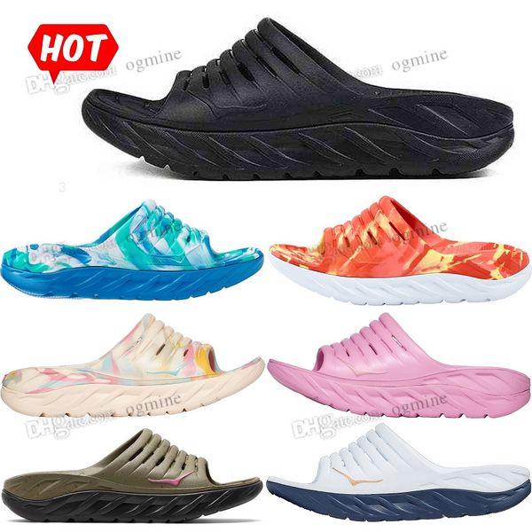 

2022 designer mens slippers hoka one one ora recovery foam slide 2 sandals post game soothing leisure beach sports slipper sliders men 40-45, Black