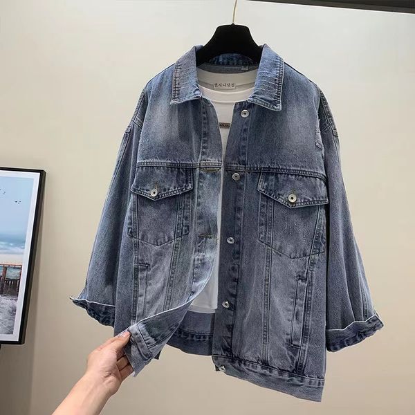 

wt132 women's jackets brand designer large lapel zipper long sleeve biker style jean short jacket for women, Black;brown