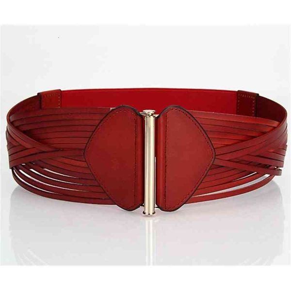 

belts waist cover women's wide korean version first layer cowhide red belt woven fashion accessories jalh, Black;brown
