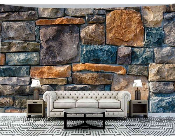 3D Colorido Tijolo de pedra retro parede pendurada Bohemia Art Imprimir Tapestry Room Decoração Home J220804